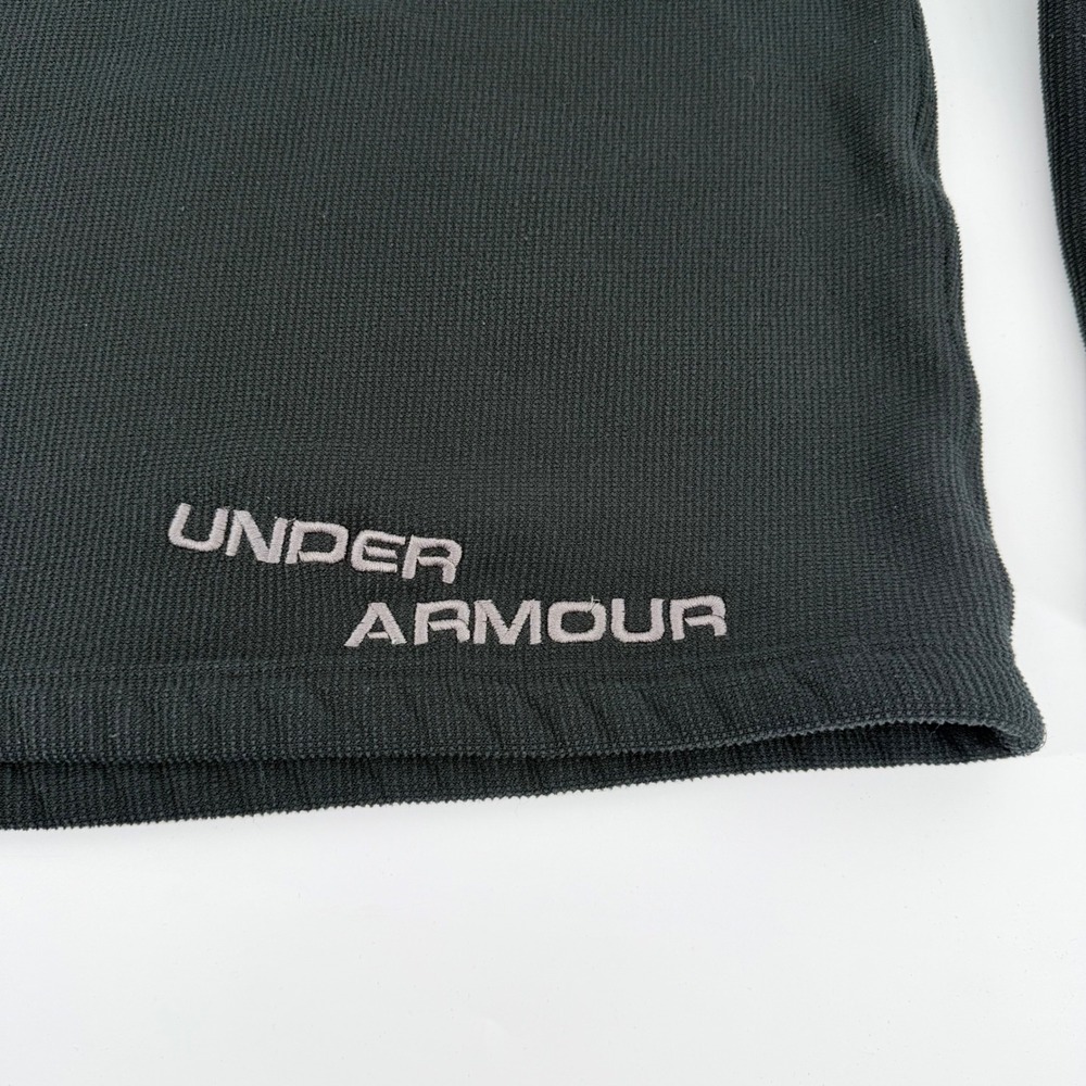 Under Armour Mens Medium Quarter Zip Fleece Pullover Black Waffle Knit Sherpa - Picture 9 of 9